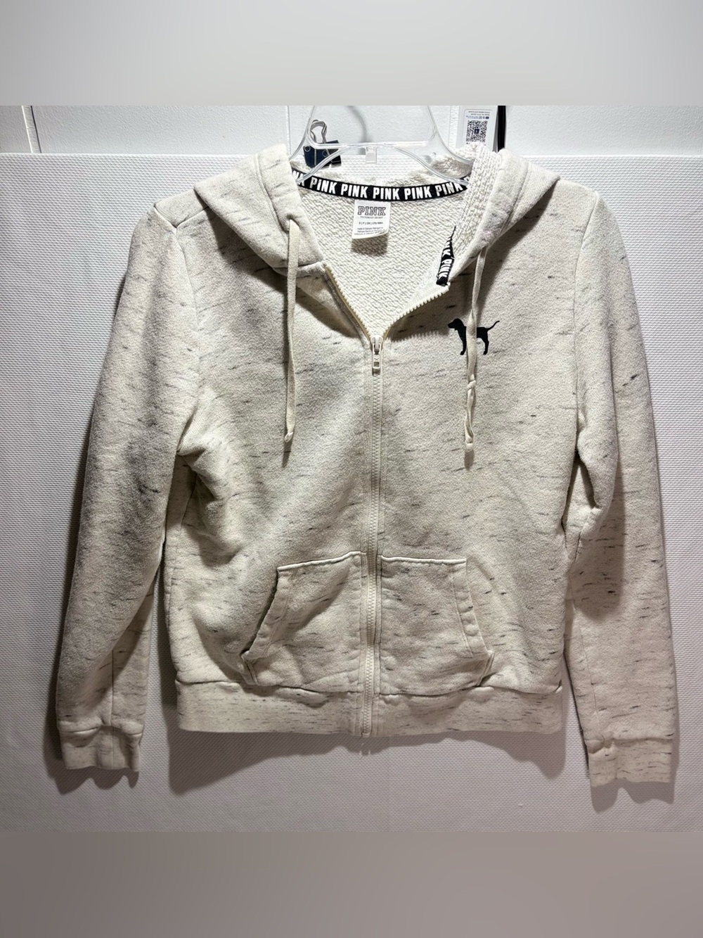 PINK Victoria's Secret Cream Zip-Up Sherpa Hoodie Jacket